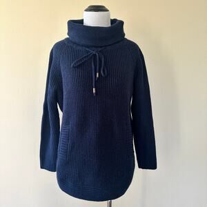Kookai Navy Wool Chunky Knit Cowl Neck Sweater Size M